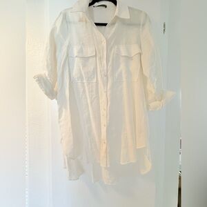 Zara poplin button down collar blouse